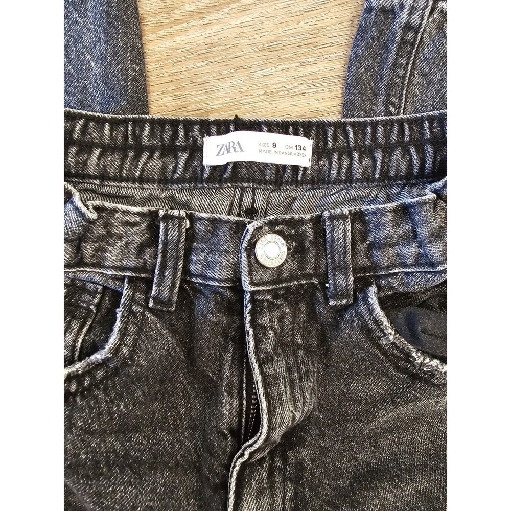 Zara Kids Black Demin Distressed Jeans Size 9 - Picture 2 of 6